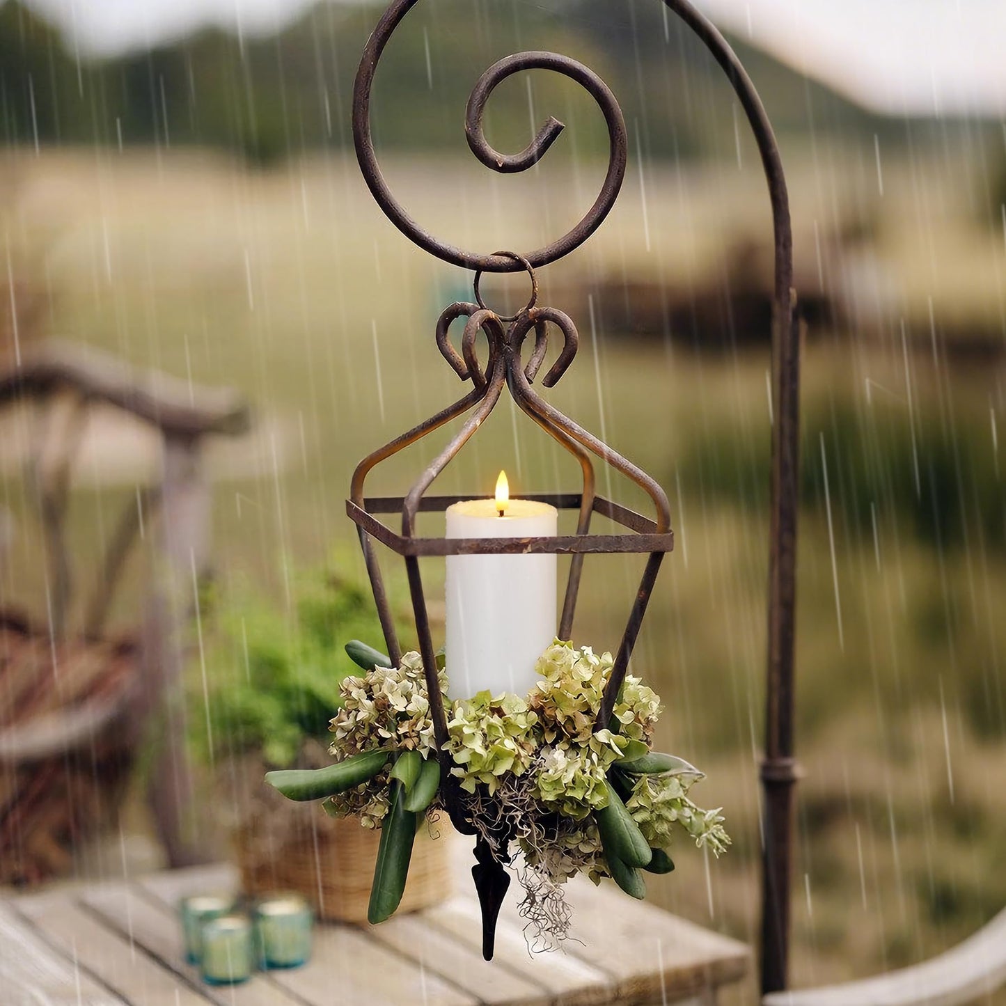 Yeelida Outdoor 6pcs Flameless Waterproof Candles with Handy Remote Control, Cycle Timer Battery Operated Candle Grease Effect LED Flickering Pillar Plastic Long Lasting (White, 3" x4" 5" 5" 6" 6" 7")