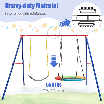 INFANS Swing Stand, 550 lbs Heavy Duty Metal Swing Frame, Extra Large A-Frame Swing Stand for Kids and Adult Indoor Outdoor Activity Backyard Playground
