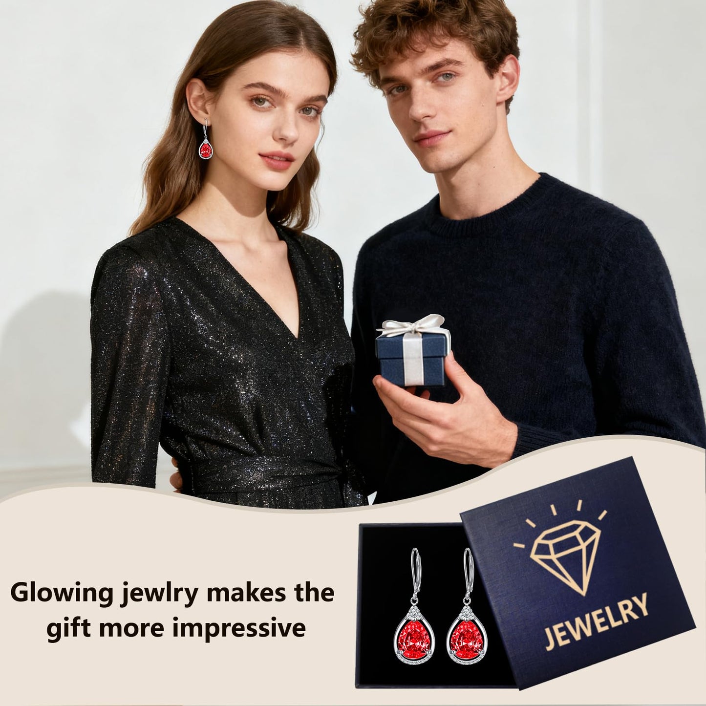 Garnet Earrings Sterling Silver Red Birthstone Earrings AAAAA Cubic Zirconia Teardrop Dangles Jewelry Christmas Gifts for Women