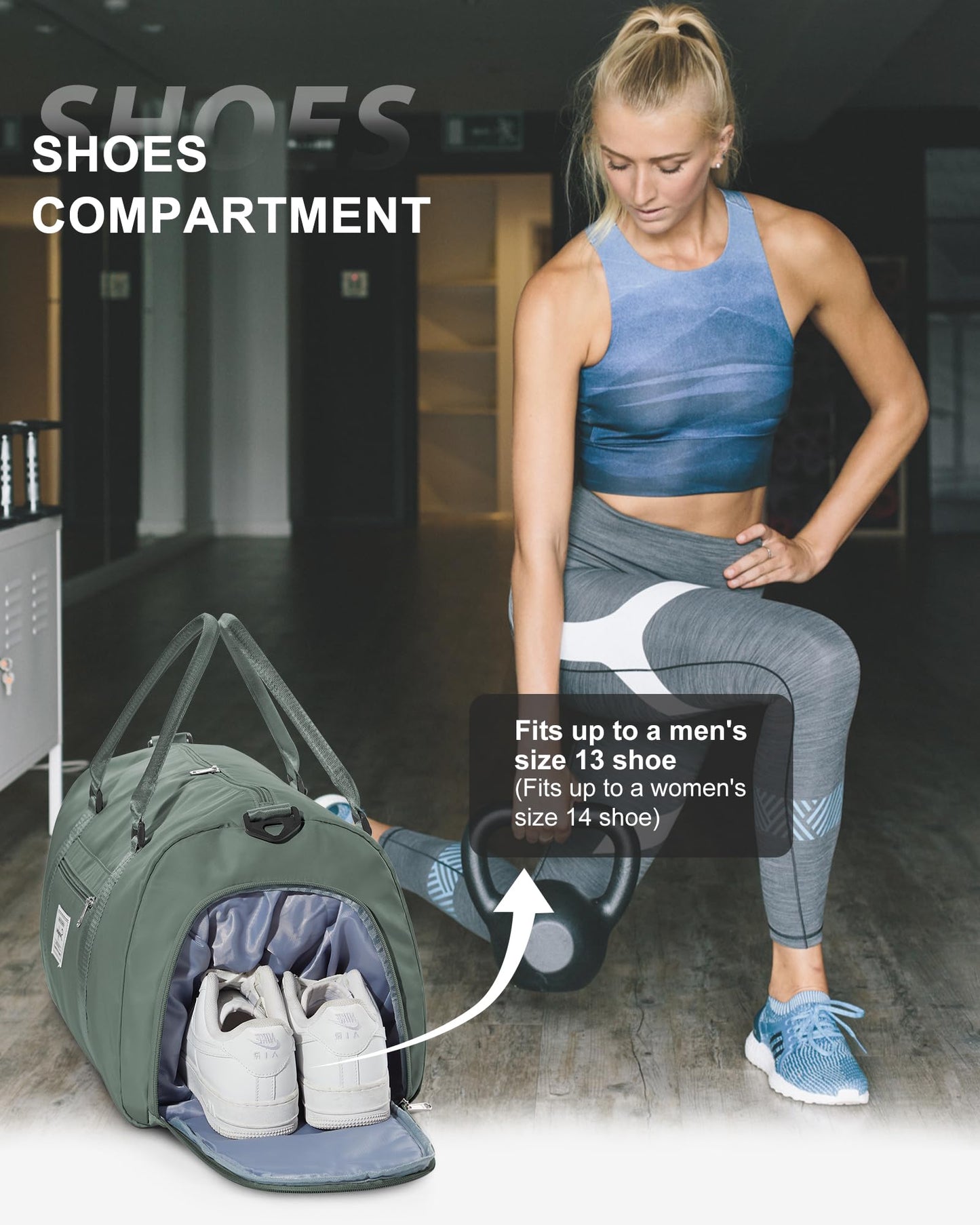 Gym Bag Womens Mens with Shoes Compartment and Wet Pocket Travel Duffel Bag for Women for Plane Sport Gym Tote Bags Swimming Yoga Waterproof Weekend Overnight Carry on Bag Hospital Holdalls