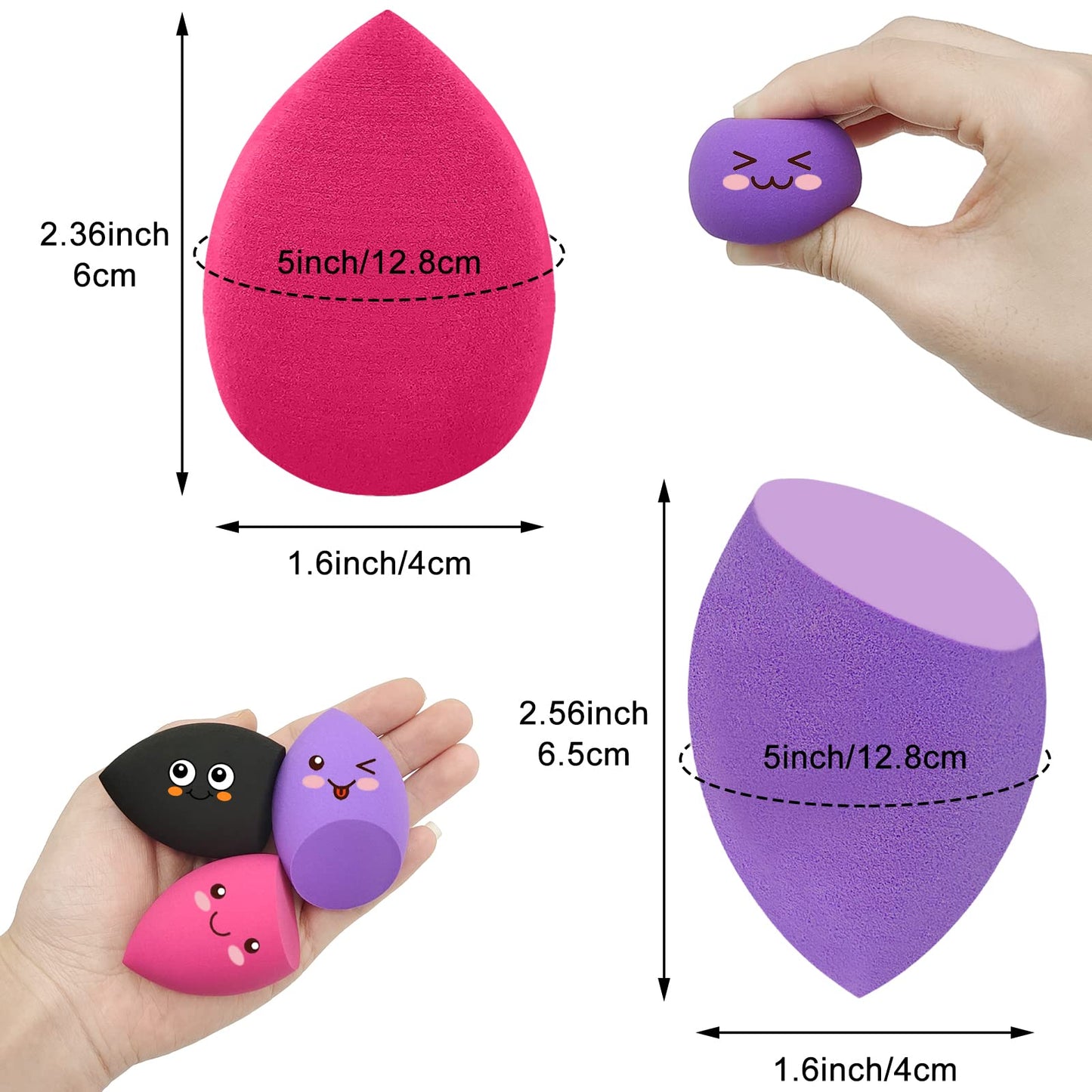 12 Pieces Professional Makeup Sponge Set,Latex Free Flawless Soft Setting Face Puffs,Multicolor Beauty Sponge Blender Cosmetic Applicator for Powder,Liquid,Facial Makeup Tools