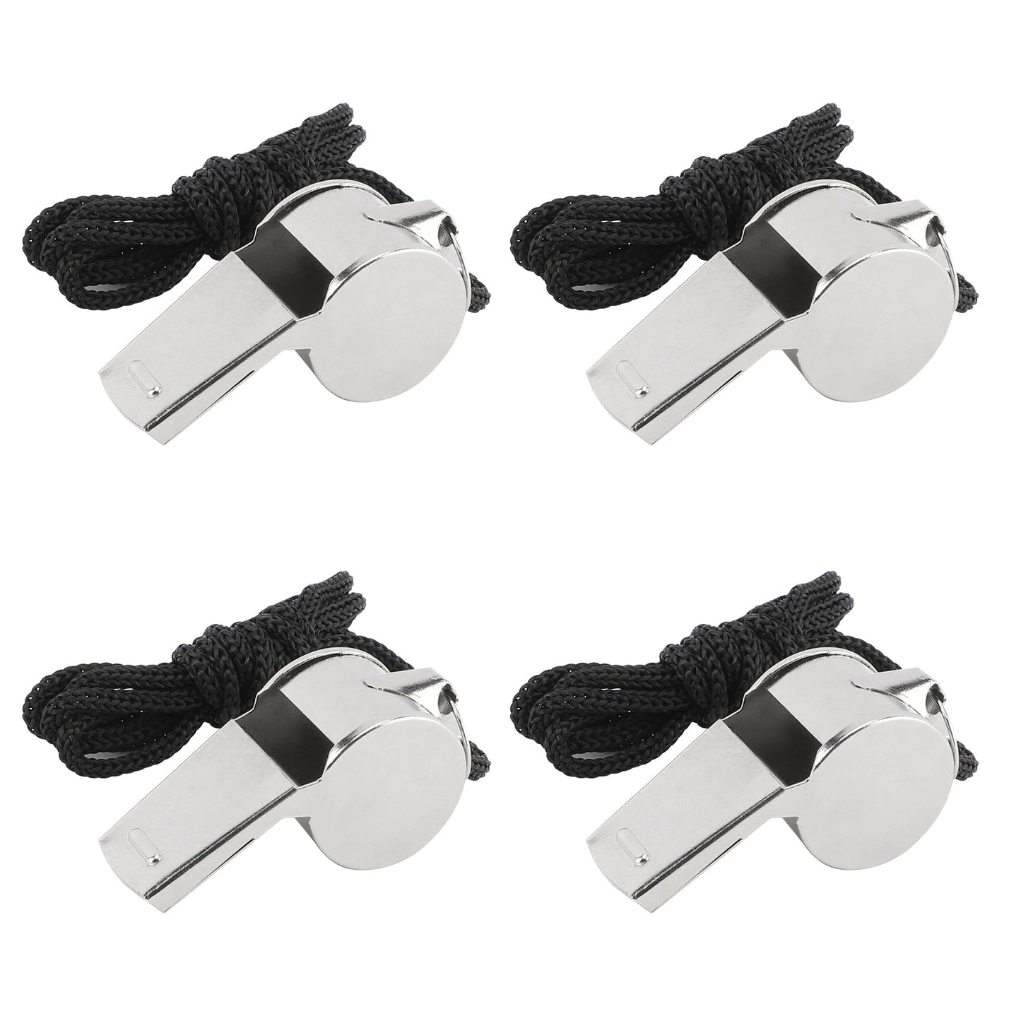 Whistle, 4 Pcs Whistle for Coaches Stainless Steel Whistles with Lanyard Referee Whistle Emergency Coach Whistles Teacher Whistle Loud Crisp Sound Whistle for Adults Teachers Pet Training Sports