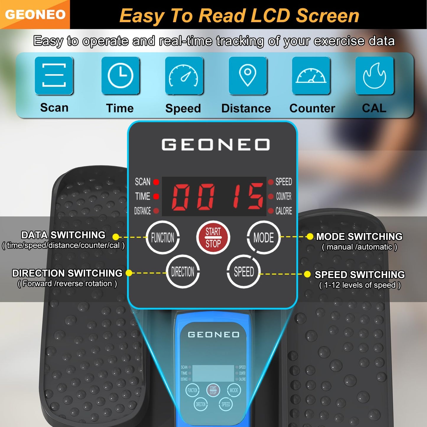 Under Desk Elliptical Machine, Electric Ellipse Leg Exerciser for Senior, Quiet and Compact Electric Seated Pedal Exerciser for Home with Display Monitor, Remote Control & 12 Adjustable Speeds