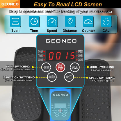 Under Desk Elliptical Machine, Electric Ellipse Leg Exerciser for Senior, Quiet and Compact Electric Seated Pedal Exerciser for Home with Display Monitor, Remote Control & 12 Adjustable Speeds