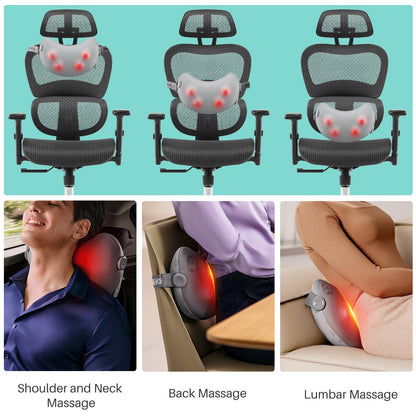 SKG Shiatsu Back Massager for Pain Relief Deep Tissue with Heat 4D Kneading Cordless Massage Pillow for Upper and Lower Back Gifts for Men adn Women Birthday Gifts (Need to Restart After 15 min)