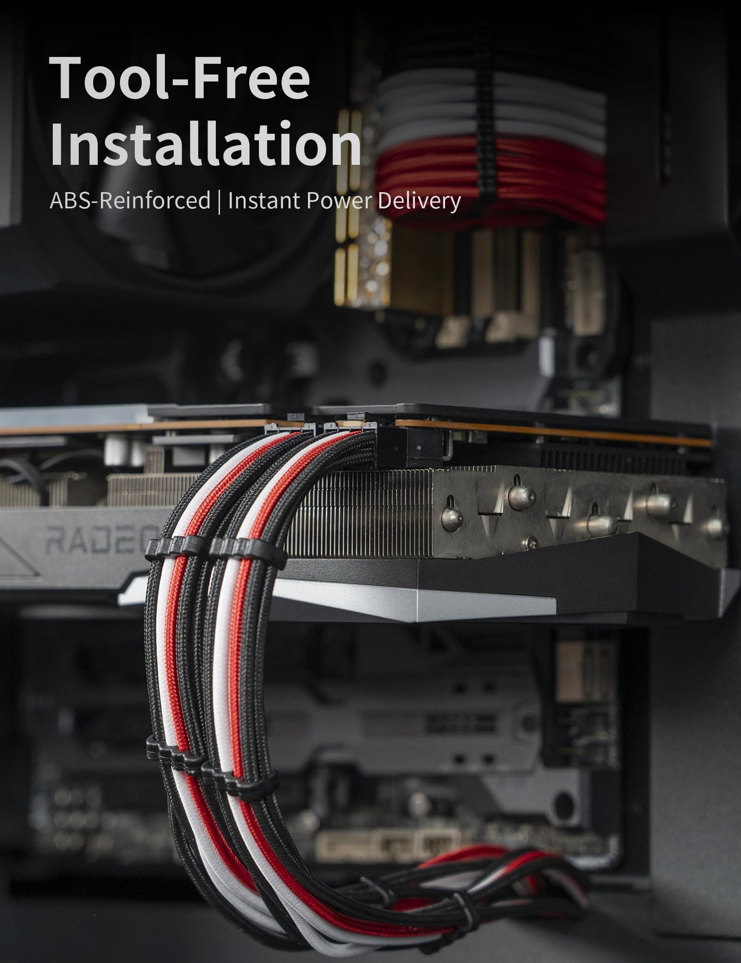 upHere Sleeve Extension Power Supply Cable Kit, Power Supply with Extra-Sleeved 24-PIN 8-PIN 6-PIN 4+4 PIN-Red/White/Black with Cable Combs(11.8 inch/ 30CM)