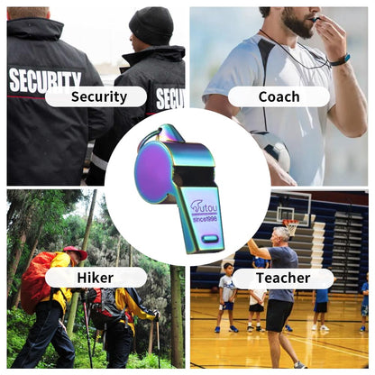 HUTOU Whistle 2 Packs Stainless Steel Coach Sports Whistle with Lanyard, Loud Crisp Sound Whistle Ideal for Coaches, Referees, and Official