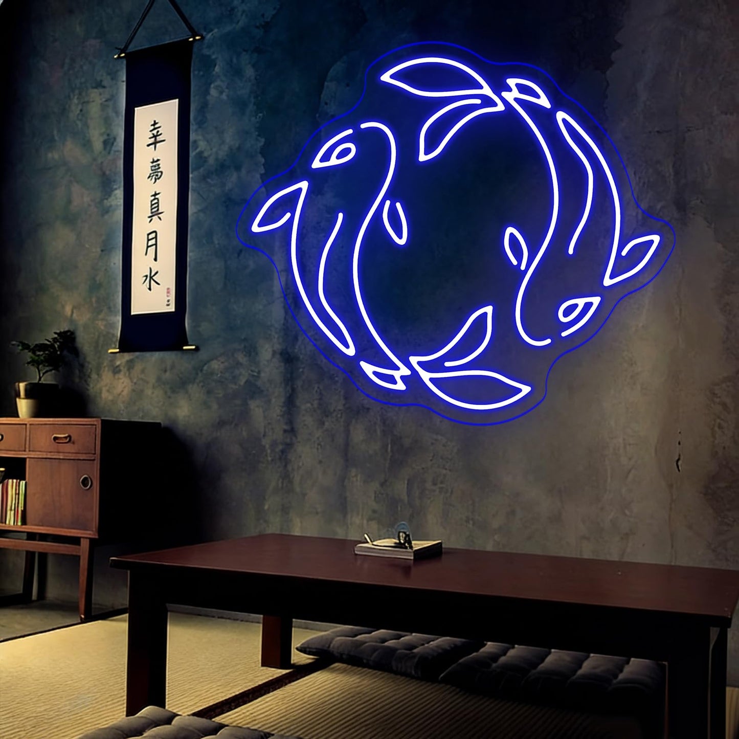 Koi Fish Neon Sign, Orange LED Neon Sign Wall Decor, Yin Yang Inspired Neon Signs for Wall Decor, Koi Fish LED Neon Wall Art Light for Bedroom Living Room Office Home Decor 15.4”×13.4”