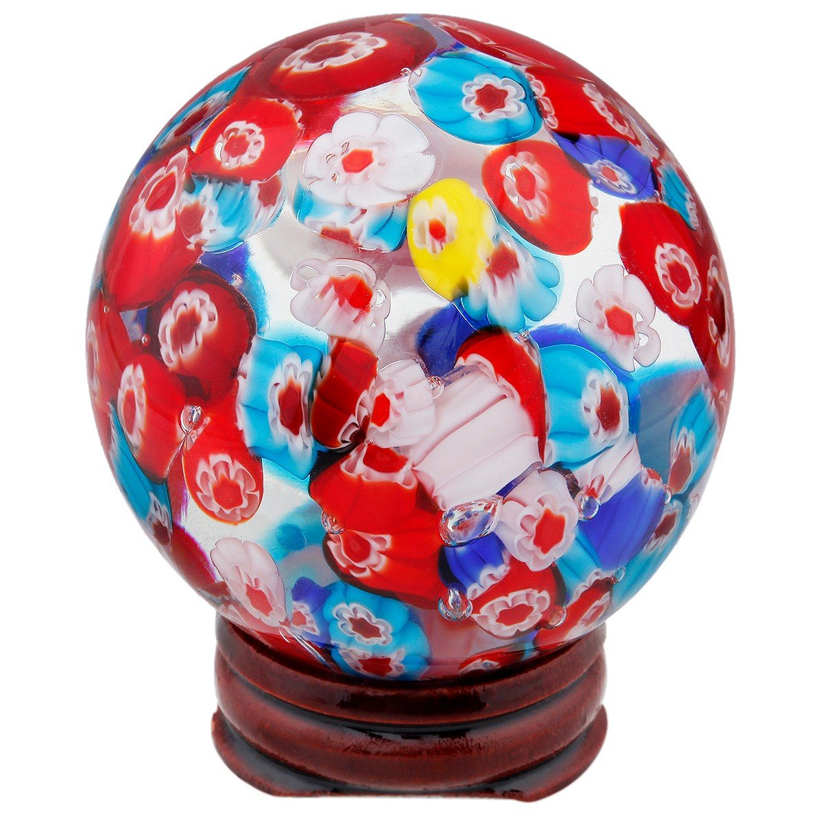 mookaitedecor 50-55mm Marano Glass Crystal Ball with Wood Stand