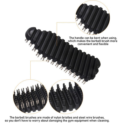 KIBBEH 2 Pack Barbell Cleaning Brush Kit, Nylon and Wire Barbell Brush for Cleaning Weighted Bars, Cleaning Supplies Stiff Brush for Strength Training Bars, Barbell, Dumbbells, Weight Trays