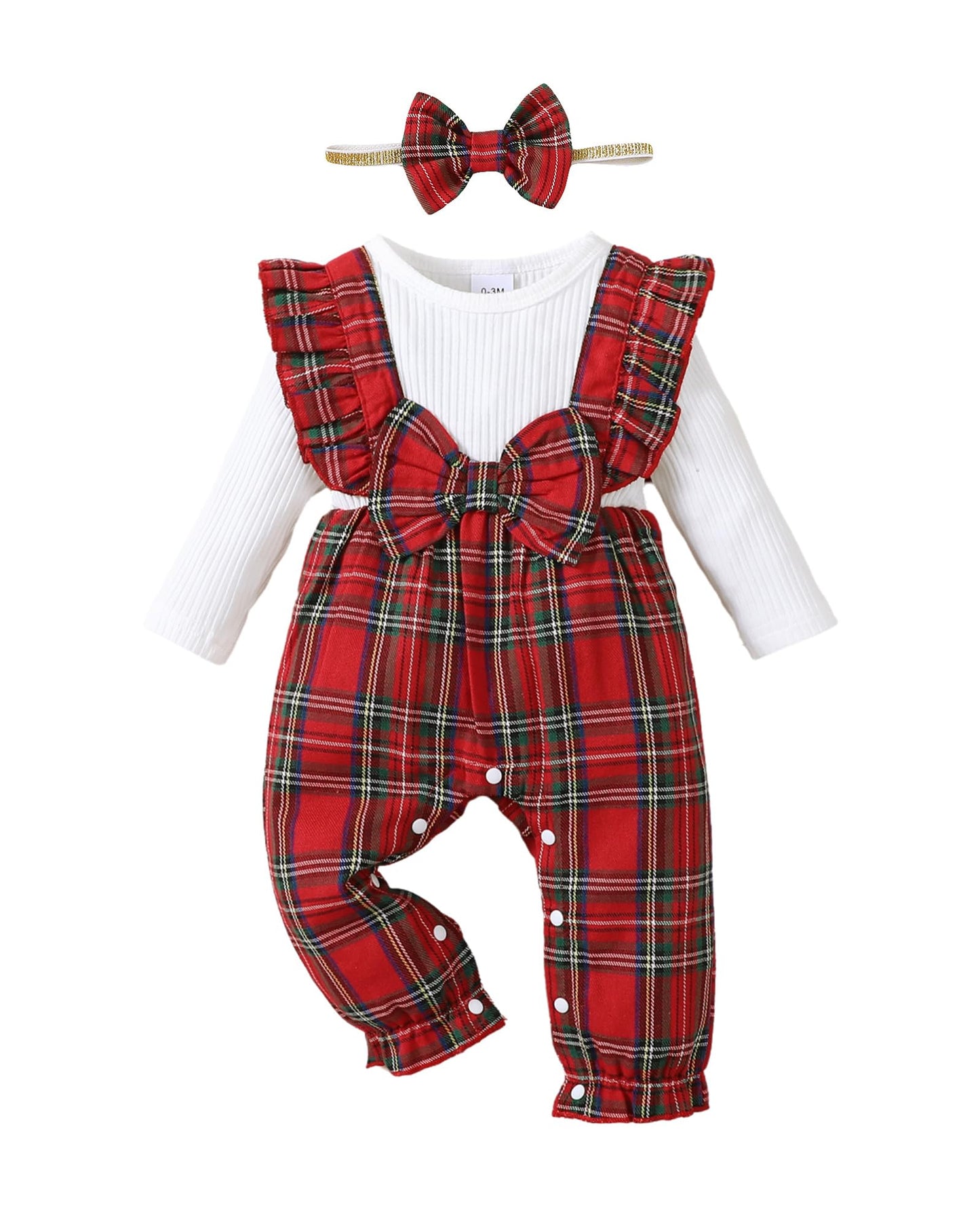 Toddler Baby 12-18 Months Girl Clothes Fall Winter Outfits Long Sleeve Romper Ruffle Red Jumpsuit Bodysuit Plaid Overalls 1 Year Old Girl Clothes