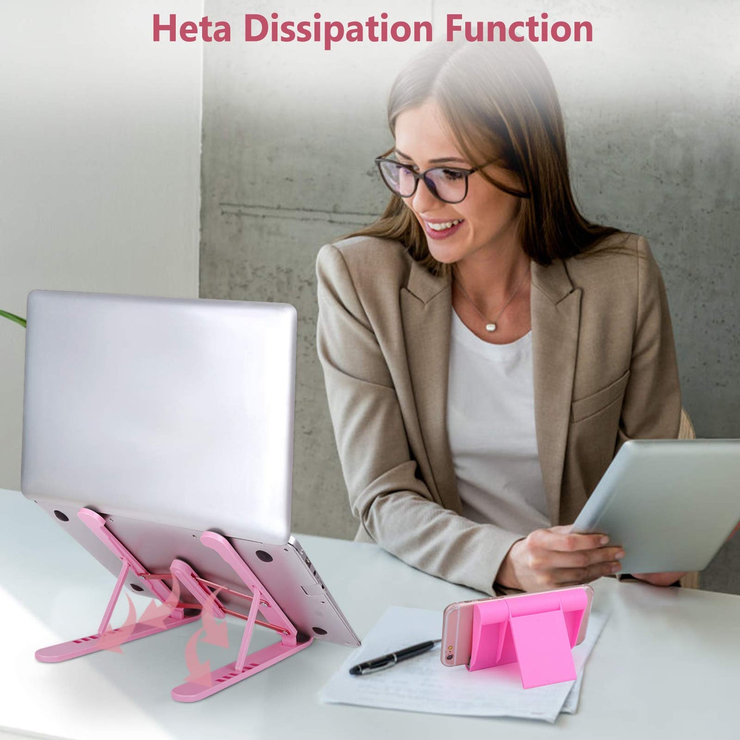 pidien Portable Laptop Stand, Adjustable Laptop Holder Riser Computer Stand for Desk Notebook Stand Mount