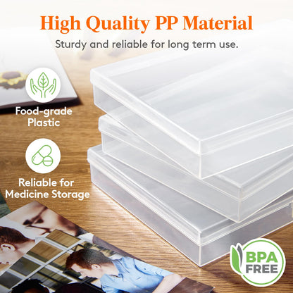 Lifewit Photo Storage Box 4" x 6" Photo Case, 18 pcs Inner Photo Keeper, Clear Photo Boxes Storage, Plastic Photo Organiser for Seed, Cards, Picture, Craft with 1 Sheet Label Sticker