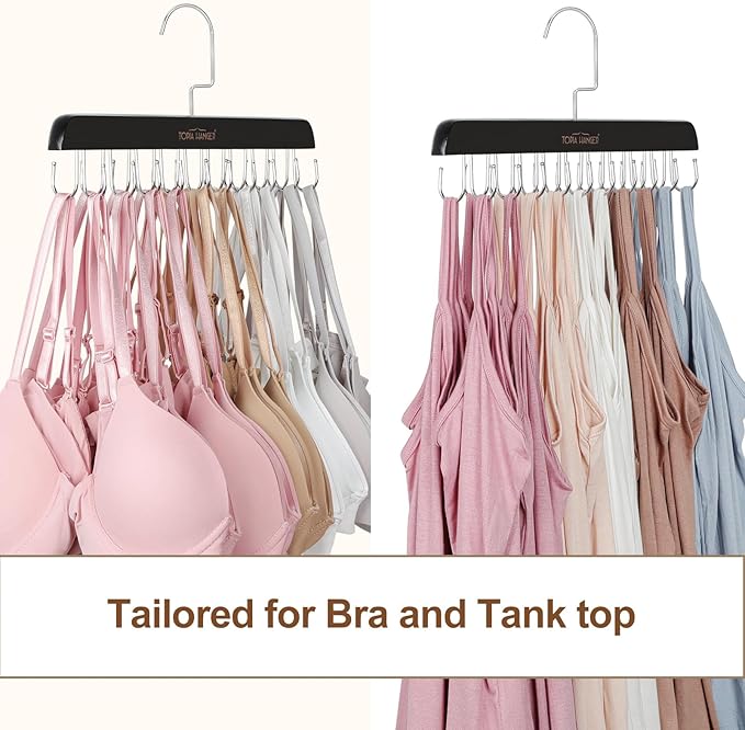 TOPIA HANGER Bra Hanger for Closet, 2 Pack Tank Top Hangers 40 Hooks Capacity
