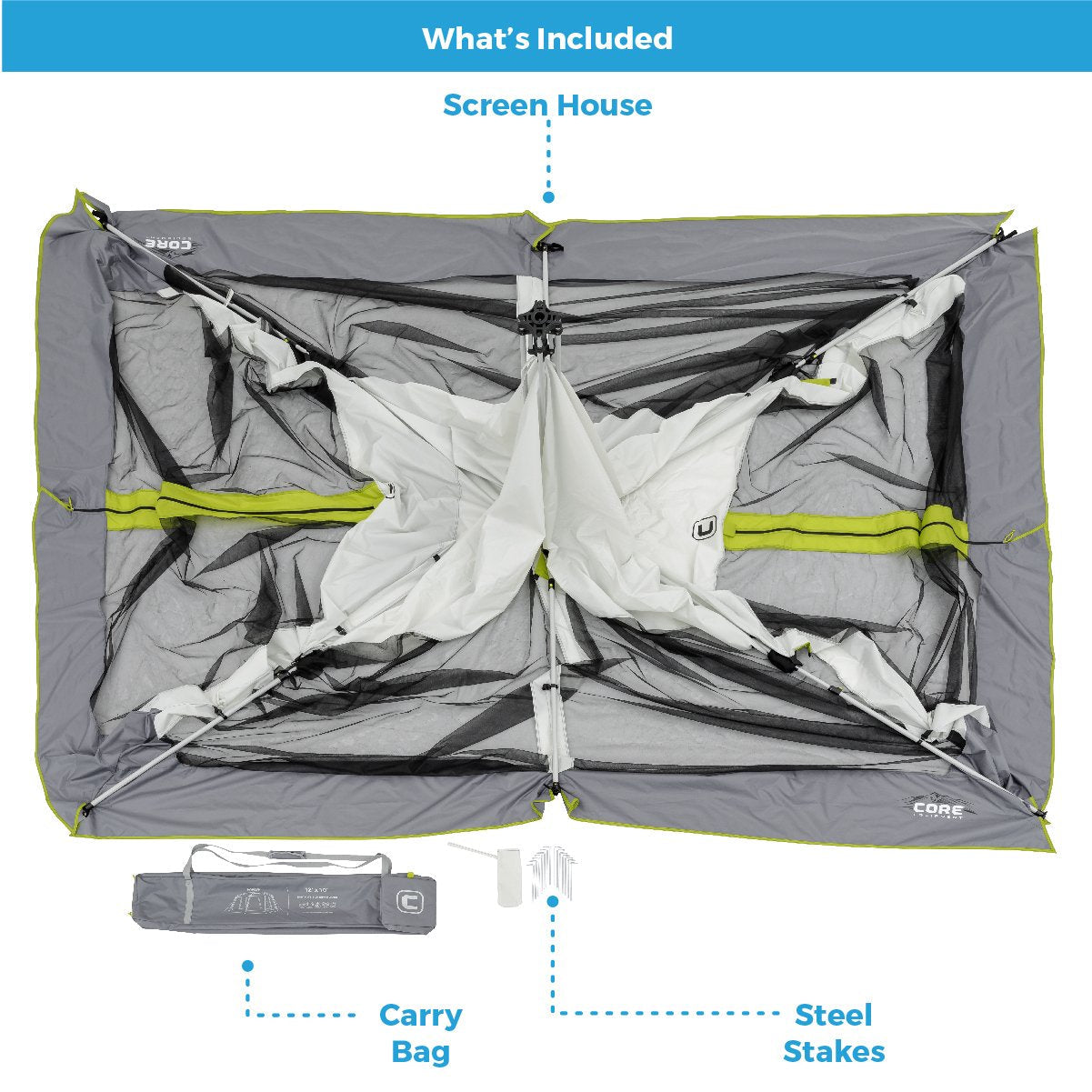 CORE 12'x10' Instant Screen House with Footprint and Tent Kit