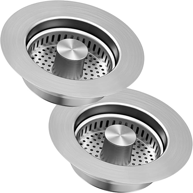 3-in-1 Kitchen Sink Drain Strainer & Stopper, Stainless Steel Food Catcher Plug