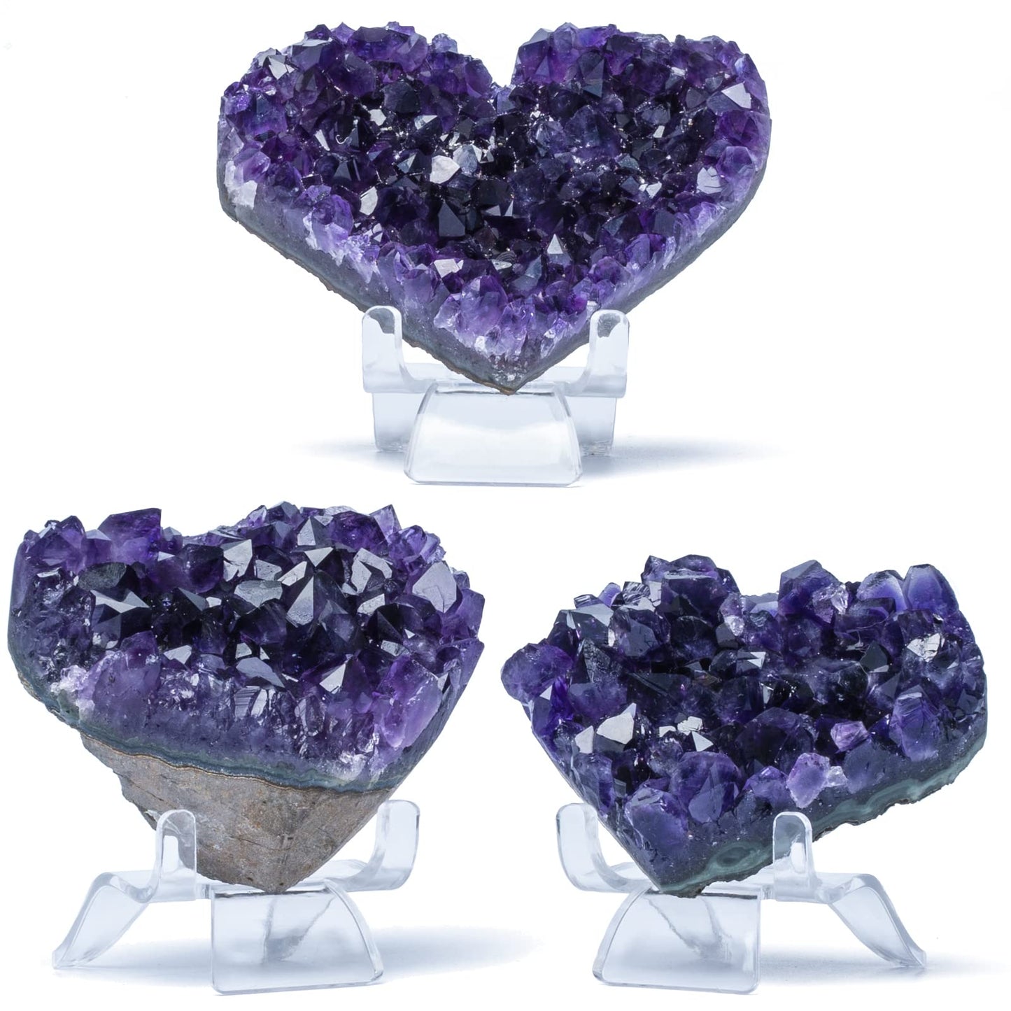 GEMBOURY Purple Amethyst Crystal Heart Stones 3-3.5inch(9cm), Druzy Geode Natural Crystals AA Color, Spiritual Healing Purple Crystals Stones Energy Stone Decoration from Uruguay.