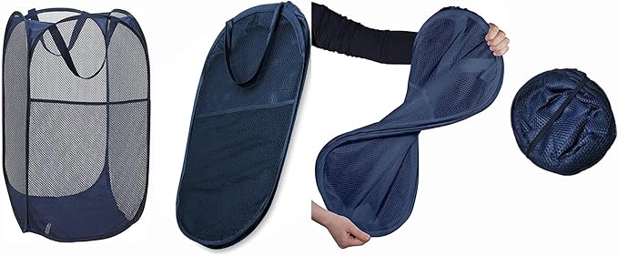 2 Pack Mesh Laundry Hampers, Pop Up Laundry Baskets, Collapsible Clothes