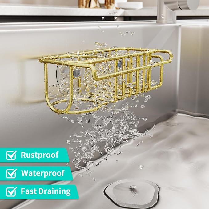 HapiRm Sponge Holder for Kitchen Sink, No Drill Kitchen Sink Caddy Organizer