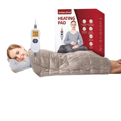 Ambershine 17''x33'' XXXL King Size Heating Pad with 12 Temperature Settings & 4 Auto-Off Countdown Timers, Pain Relief for Back/Neck/Shoulders/Abdomen/Legs, Christmas Gifts for mom dad (Dark Gray)