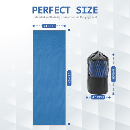 Eunzel Hot Yoga Towel - Microfiber Non Slip Yoga Mat Towel with Grip Dot Sweat Absorbent Towel for Hot Yoga, Pilates and Fitness 72" x 24", Dark Cyan/Orange