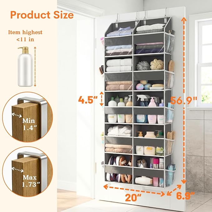 2 Pack Over the Door Organizer 5 Tiers, Extra Large Behind Door Storage of 10