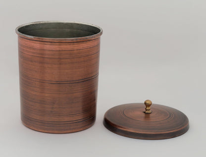 Handcrafted Copper Kitchen Canisters Set of 3 - Antique Finish Storage Containers with Lids - Rustic Decorative Jars for Coffee, Tea, Sugar, Spices
