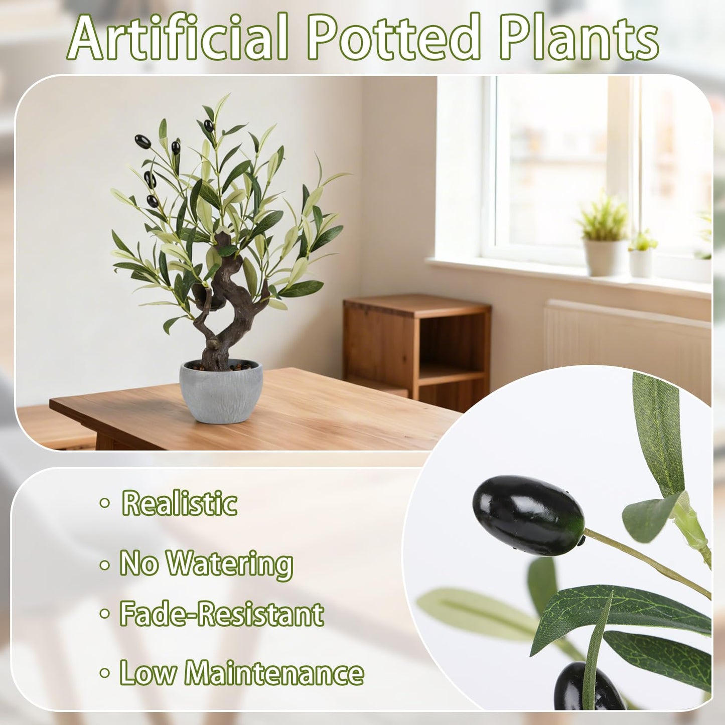 TOARTi Artificial Olive Tree Potted Plant with Stone Pot, 19" Tall Japanese Bonsai Tree Faux Plants Desk Plant, Realistic Greenery Decor for for Home Bedroom Bathroom Office Desk