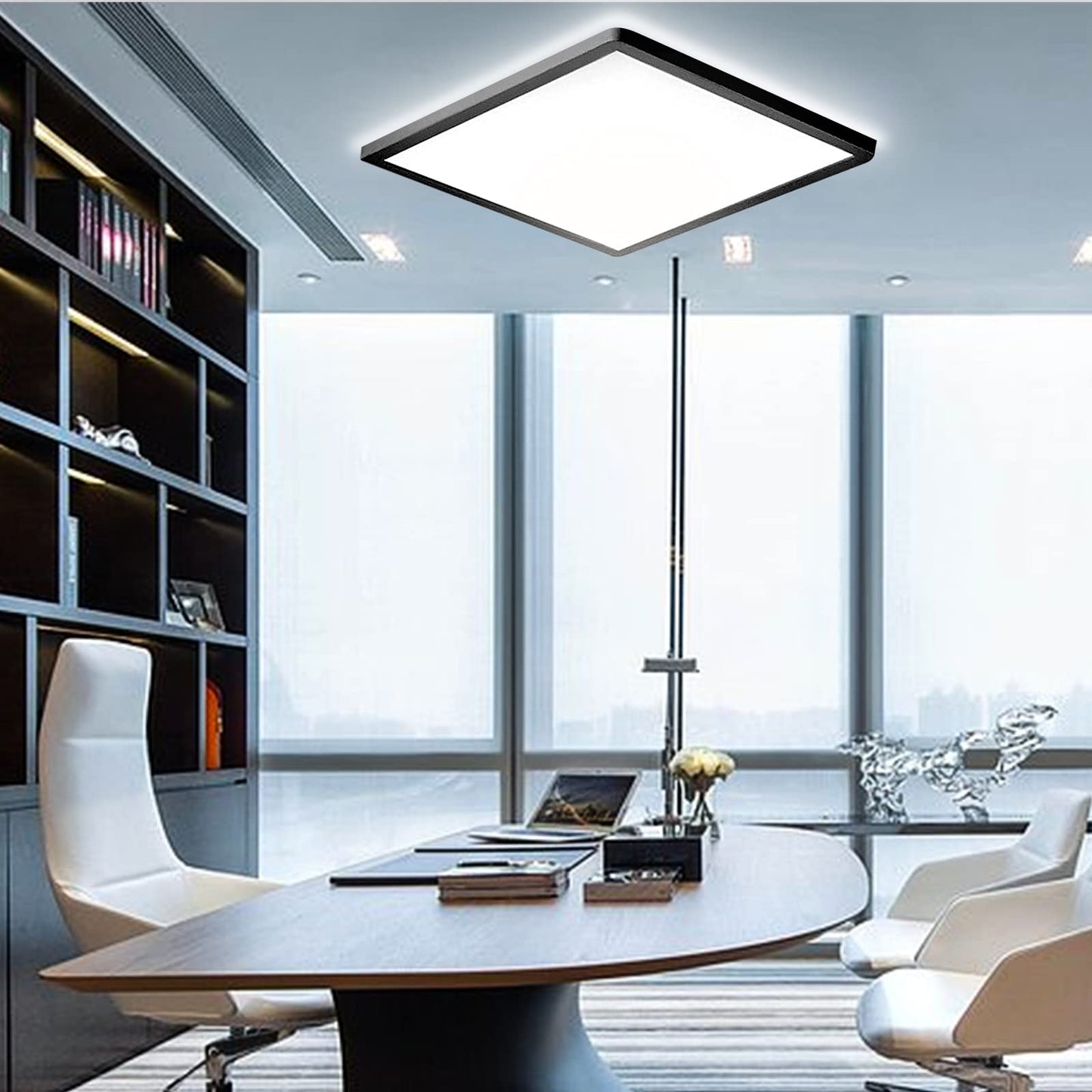 MLOQI 36W LED Bathroom Ceiling Lights, IP44 Waterproof, 5000K Daylight White, LED Ceiling Light for Office Kitchen Hallway Living Room (Black Edge)