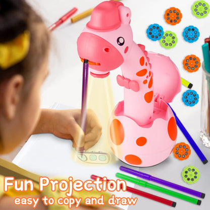 Kids Drawing Projector with 72 Patterns - KETIEE Drawing Projector Table for Kids Trace and Draw Projector Toy Art Projector Drawing Toddler Toy Painting Machine for Boys Girls 3-6 Years Old, Pink
