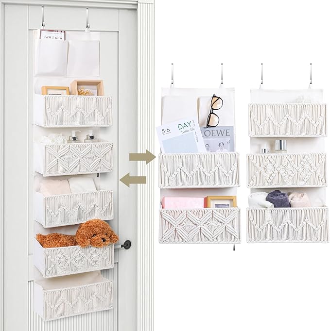 ANTIS'S HOME Over the Door Organizer Macrame Boho Nursery Storage