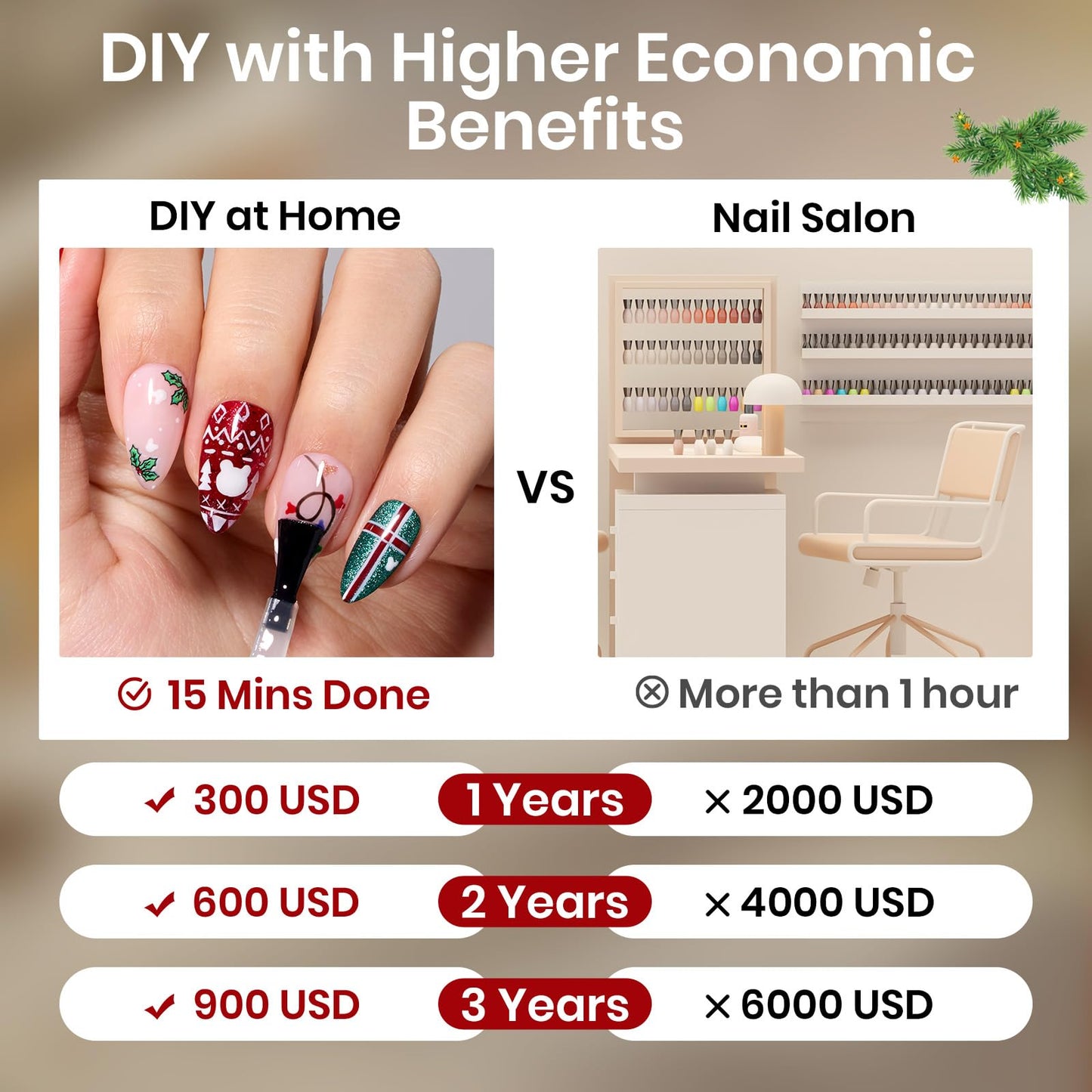 Beetles Gel Nail Tips Etch-X, Almond Short Christmas Limited Set, 288pcs 12 Sizes, Pre-Etched Half Matte Full Cover Soft Acrylic False Nail Tips Almond Shape Easy DIY Extension Salon Gift for Women