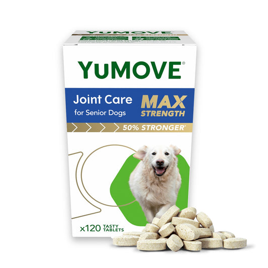 YuMOVE Max Strength Joint Supplement for Senior Dogs, Joint Care with Glucosamine, Chondroitin and Green Lipped Mussel, Age 8+, 120 Tablets