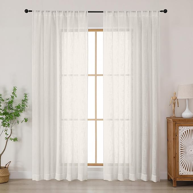Chyhomenyc Semi Sheer Curtains 84 Inches Long 2 Panels Set, Light Filtering