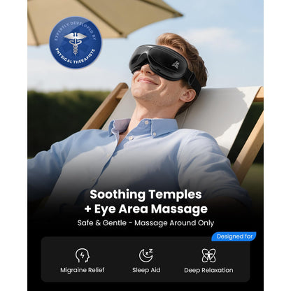 BOB AND BRAD Eye Massager FSA Eligible/HSA Eligible, EyeOasis 2 Heated Eye Mask for Migraines with Music, Smart Migraine Massager Reduce Dry Eyes Improve Sleep, Birthday Gifts for Women Men Mom Dad