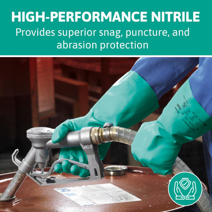 Ansell AlphaTec 37-675, Chemical Resistant Nitrile Gloves, Versatile Waterproof Work Gloves, Food Gloves & Cleaning Gloves with Superior Grip, Latex Free Gloves, Green Nitrile Gloves 2XLarge, 12 Pairs