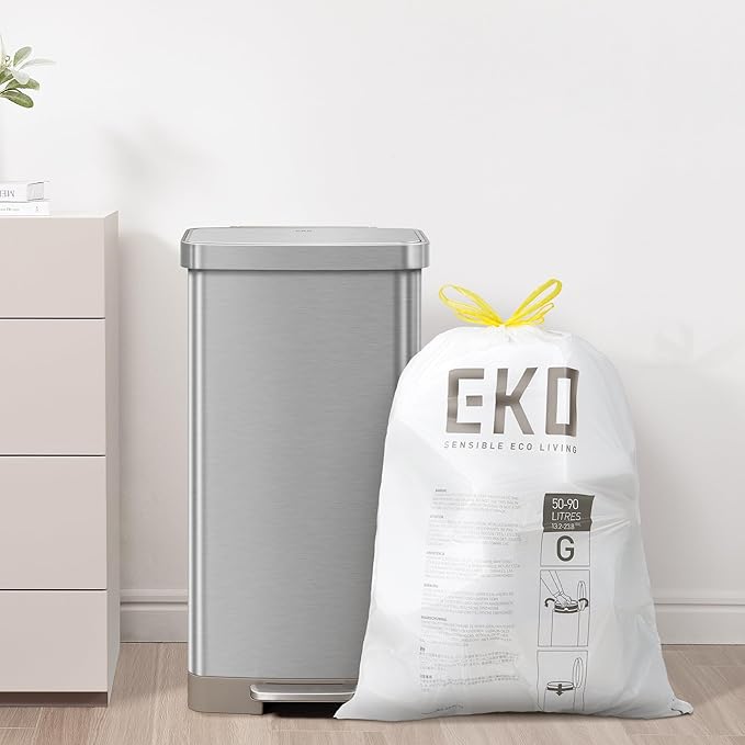 EKO 21 Gallon / 50-90 Liter, Extra-Strong Garbage Bags, Lemon Zest Scent