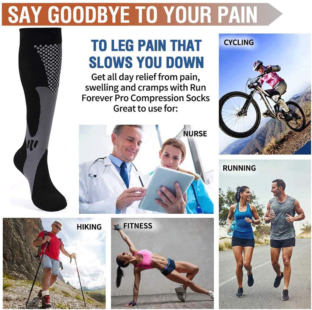 Gcbiger Compression Socks (3 Pairs) for Men Circulation 20-30 mmhg Medical Compression Stockings Women Nursing