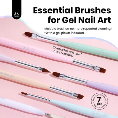 Beetles Nail Art Brushes 8pcs – Crystal Nail Art Tools 5pcs Double-headed Nails Dotting Tool, 3pcs Striping Liner Brushes for Nails with Pearls Bowknot Stickers, DIY Home Salon Manicure Design Tools