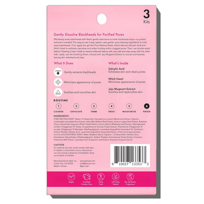 Rael Blackhead Remover, Miracle Patch Melting Pack, Nose Strips for Blackheads, Pore Cleansing and Soothing Sheets, 3 Step Kit, Sebum Removing Cotton Swabs, Dermatologist Tested