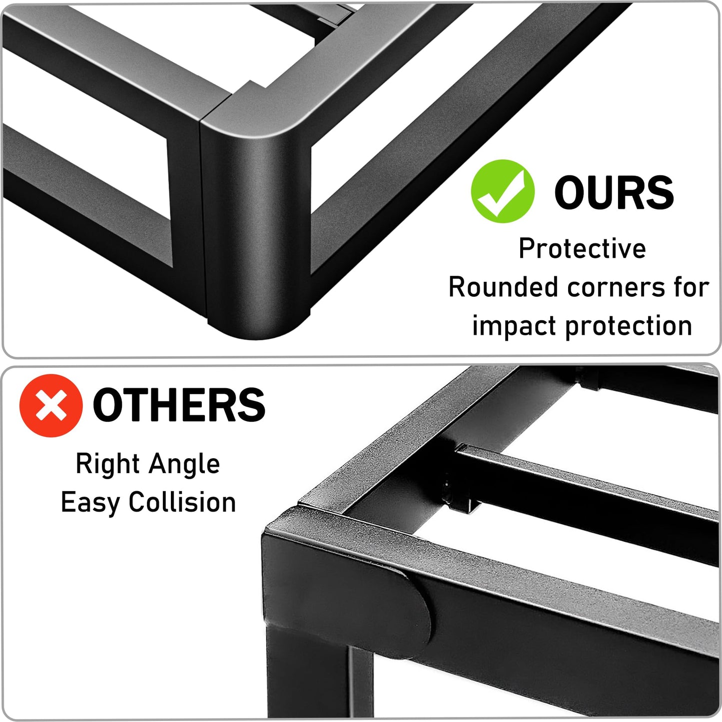 Firpeesy Upgrade Anti Bending and Round Corner Legs 10 inch Metal King Bed Frame 3500 LBS Heavy Steel Slats Support Platform Bed Frames No Box Spring Needed Platform Noise Free Easy Assembly