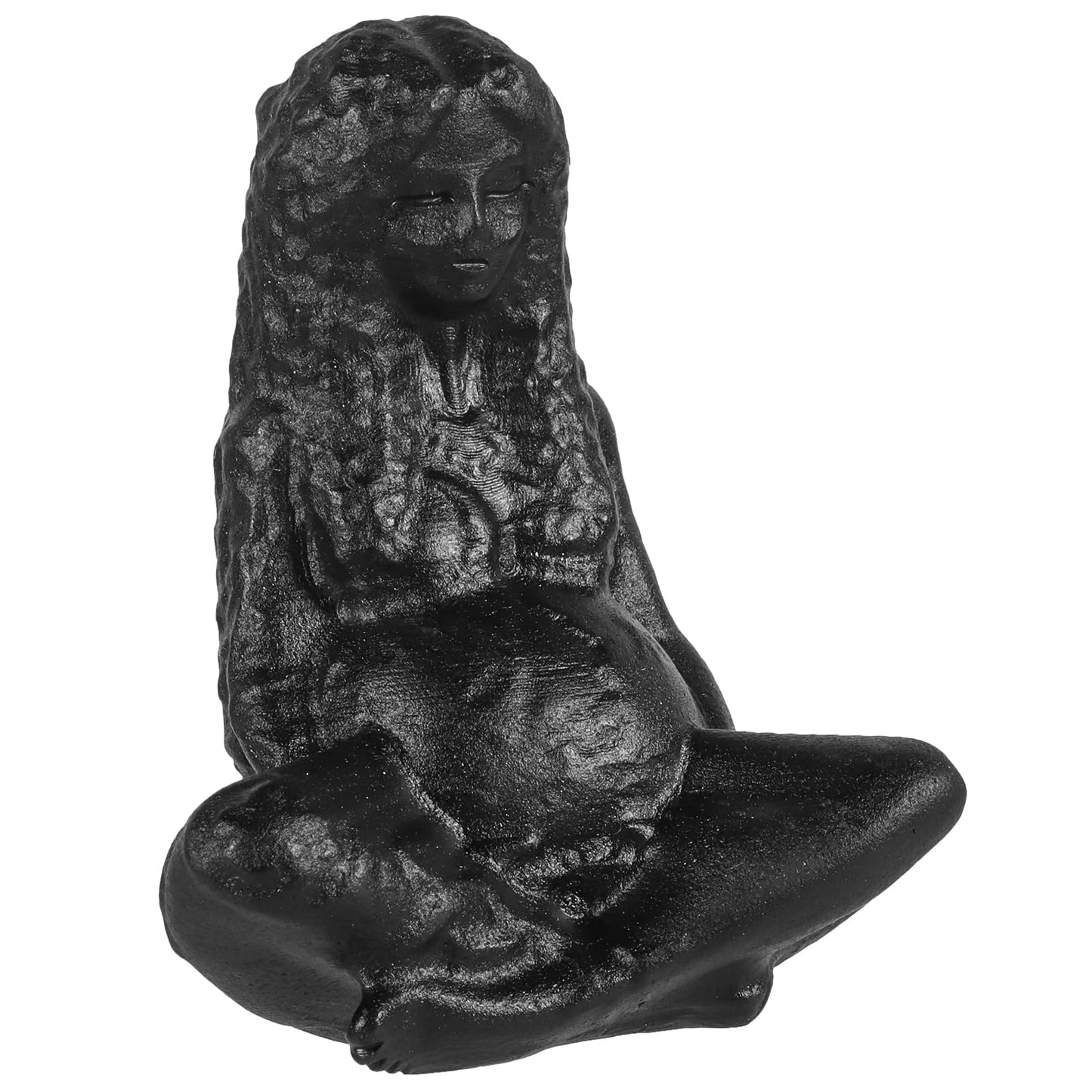 mookaitedecor Black Obsidian Crystal Mother Earth Figurine, Hand Carved Stone Gaia Goddess Statue Sculpture Ornament for Home Decor Collectible