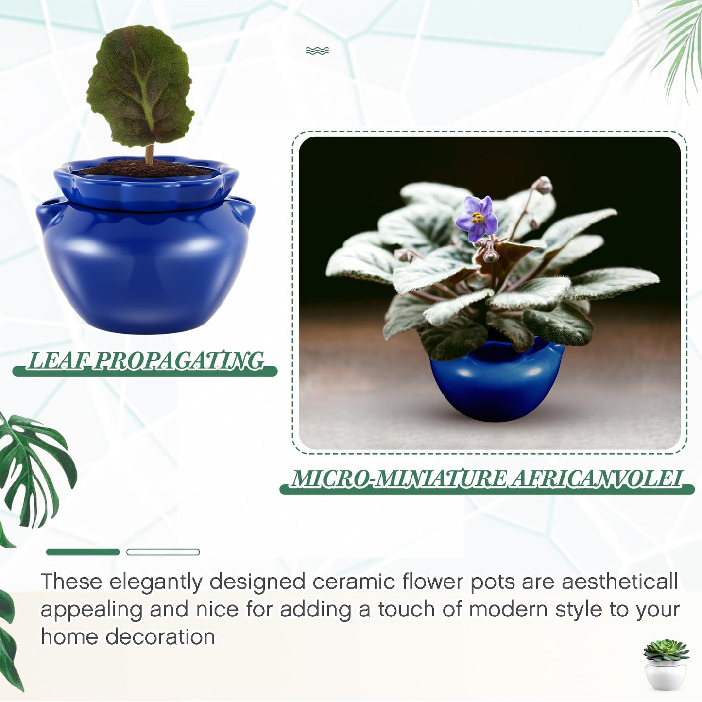 Sunnychicc 4 Sets African Violet Pots 4 Inch Self Watering Pot for Indoor Ceramic Self Watering Planter for Flower Lovers Ideal Plant Pot Thriving Flower Maintenance