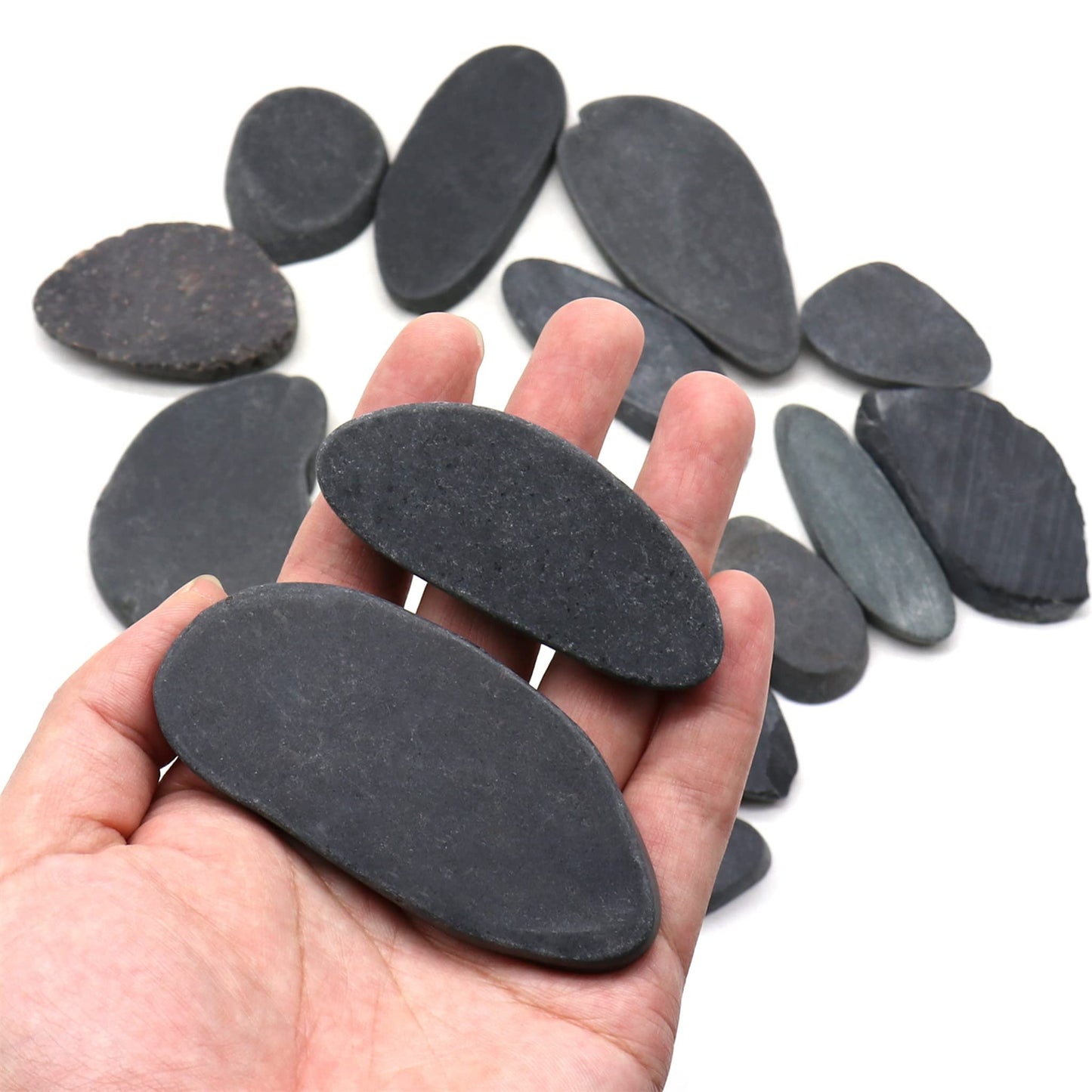 Sliced Black River Rocks for Painting, 2” - 3” inch Smooth Flat Rocks for Painting, Mosaic Tiles, Crafts, Mandalas, Outdoor Gardens, 100% Natural Stones for Kindness Stones, Rock Painting Supplies