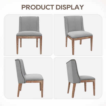 MALOL Dining Chair Set of 6, Fabric Upholstered Kitchen Side Chairs with Wooden Legs for Kitchen & Restaurant Use, LightGrey