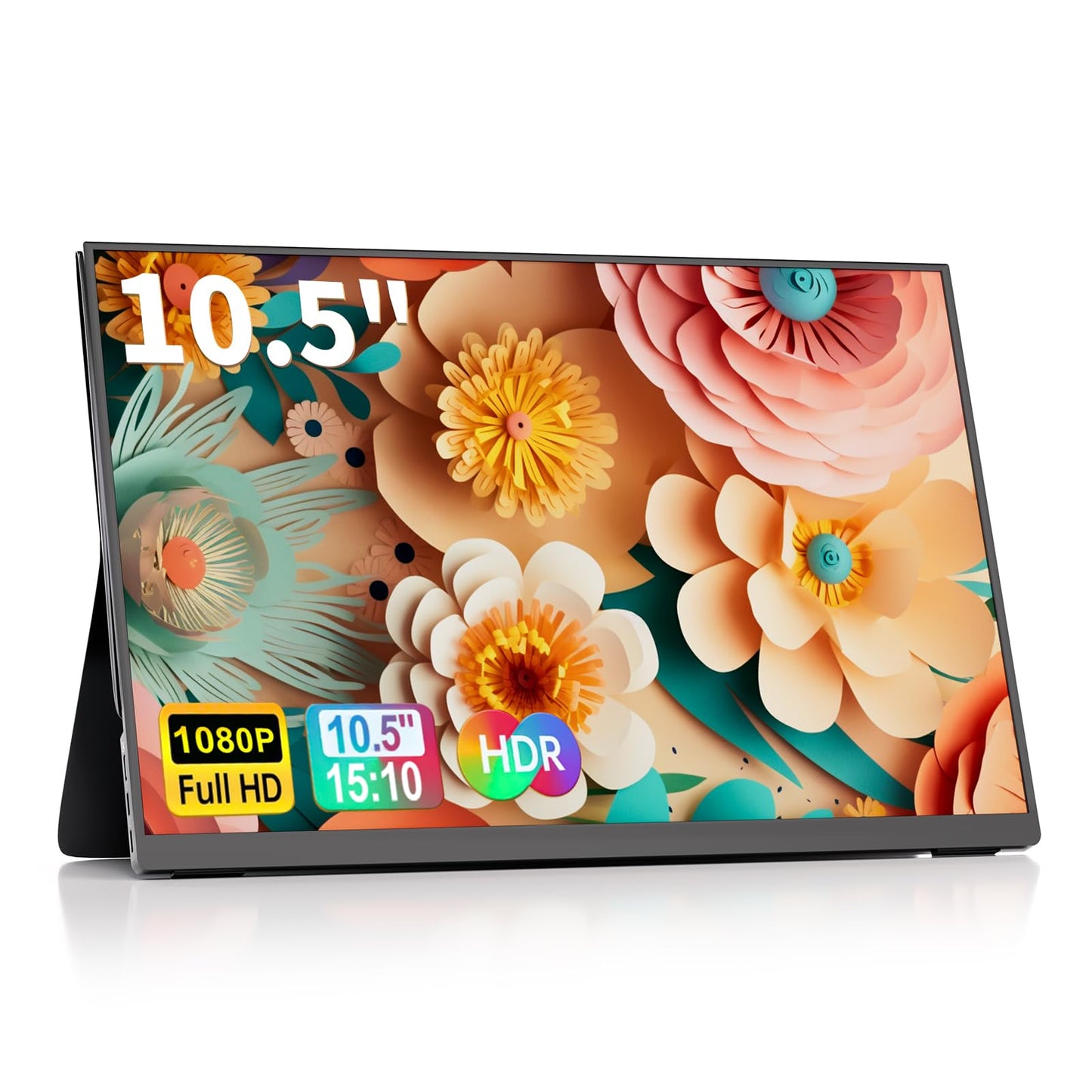 10.5''Portable Monitor for latop ,2K FHD 60HZ Laptop Monitor Screen,USB-C and HDMI Inputs, Ultra-Slim IPS Panel with HDR and Premium Smart Cover & Speakers for Laptop,PC,Phone,PS4/5,Switch,Mac,Xbox