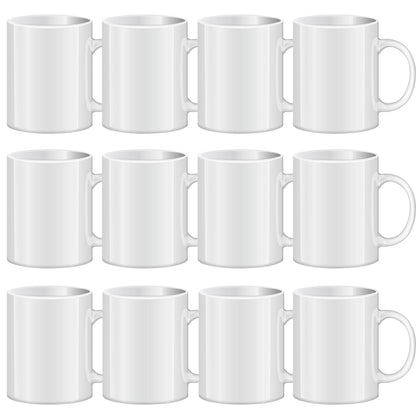 TANGLONG Sublimation Mugs Blank, Tazas Para Sublimacion, White Ceramic Sublimation Cups, Bulk Mugs for Coffee, Tea, Latte, Soup, Milk, Hot Cocoa 11 oz Set of 12