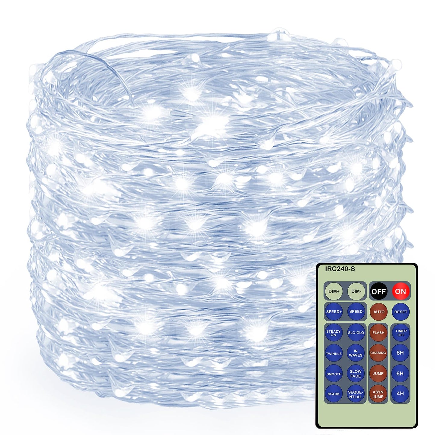 Decute 500LED 164ft Fairy String Lights Cool White Christmas Light Silver Wire with Remote, Firefly Lights Starry Light for DIY Christmas Tree Costume Wedding Party Table Centerpiece Decor