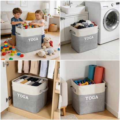 Lukeline Yoga Mat Holder Storage Basket, Home Gym Storage Organizer Yoga Exercise Equipment Storage, Yoga Basket Foam Roller Workout Equipment Storage for Home Exercise and Fitness Gear