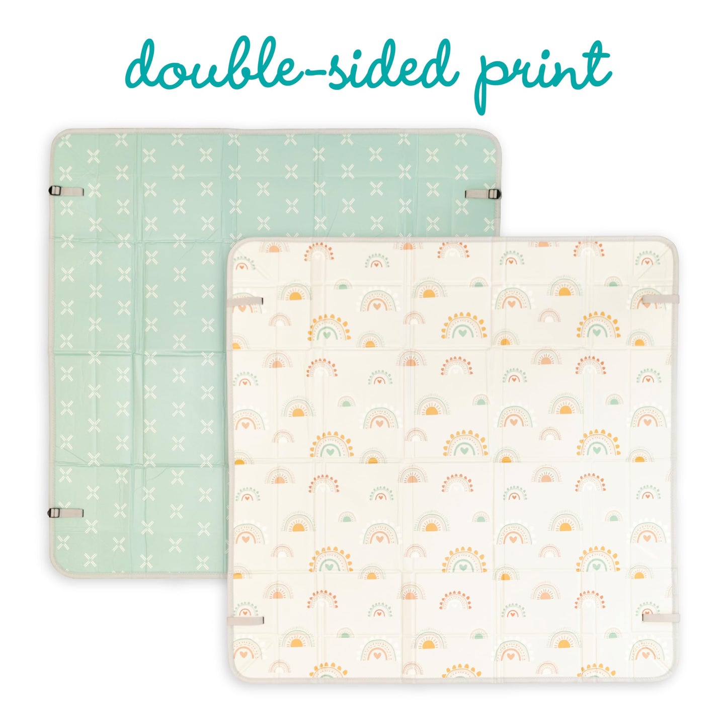 Infantino Foldable Soft Foam Play Mat, Baby Play Mat for Tummy Time & Floor Play, Lightweight, Easy to Store, Wipeable, Rainbows